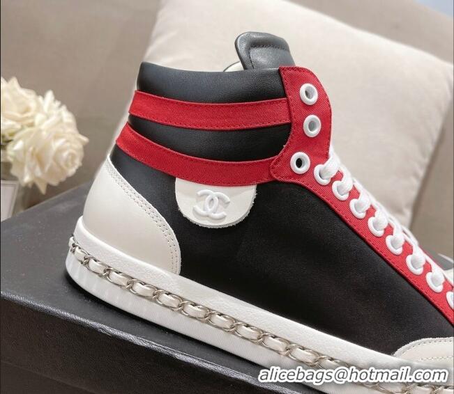 Sumptuous Chanel Calfskin High-top Sneakers Black 082739