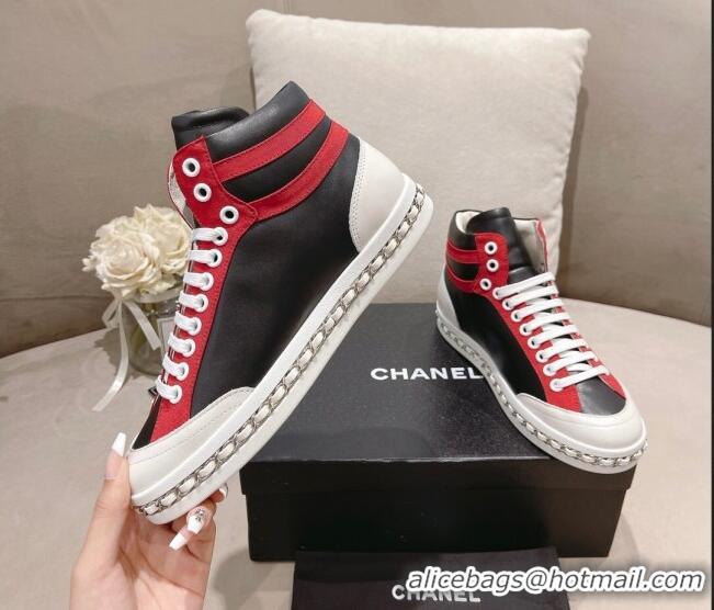 Sumptuous Chanel Calfskin High-top Sneakers Black 082739