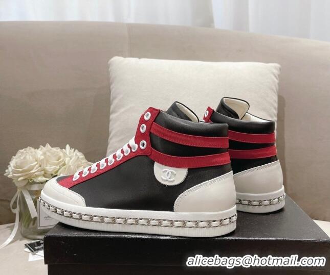 Sumptuous Chanel Calfskin High-top Sneakers Black 082739