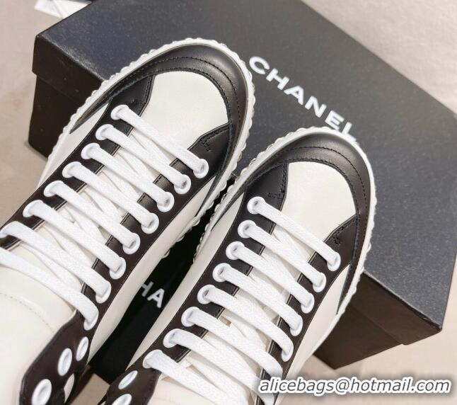 Charming Chanel Calfskin High-top Sneakers White/Black 082742