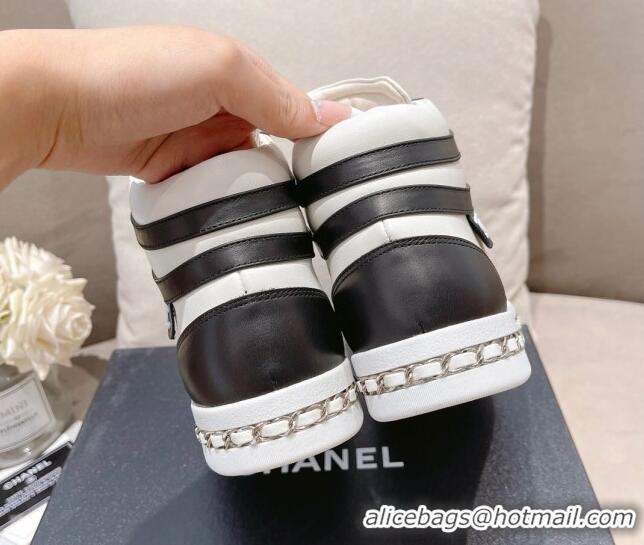 Charming Chanel Calfskin High-top Sneakers White/Black 082742