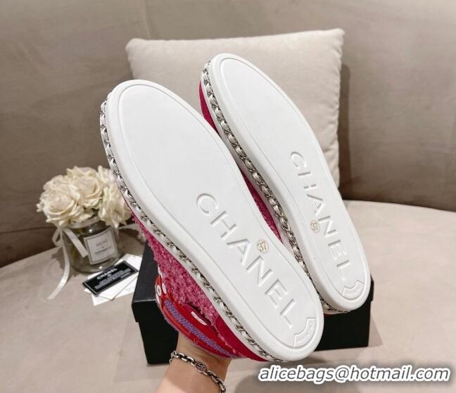 Good Quality Chanel Tweed High-top Sneakers Dark Pink 082743