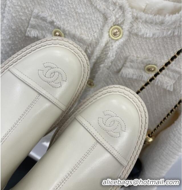 Affordable Price Chanel Lambskin Ankle Boots with Buckle White 090732