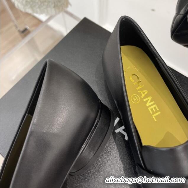 AAAAA Chanel Calfskin Pointed Loafers 2.5cm Black 090801