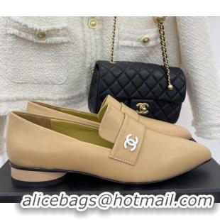 Top Quality Chanel Calfskin Pointed Loafers 2.5cm Beige 090804