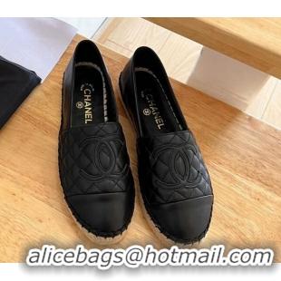 Reasonable Price Chanel Quilted Lambskin Espadrilles Black 090808