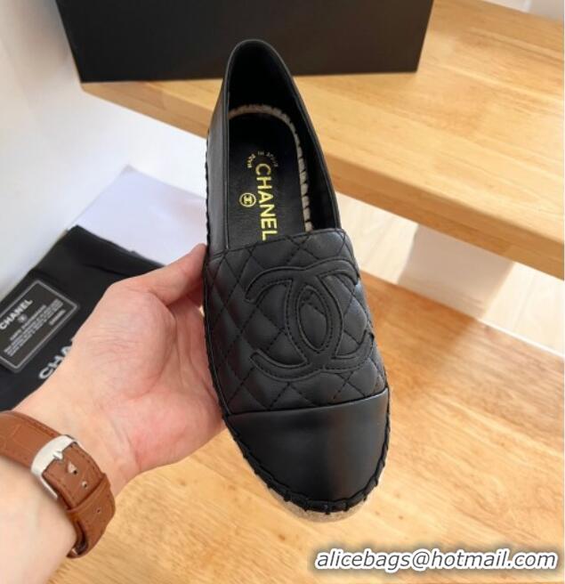 Reasonable Price Chanel Quilted Lambskin Espadrilles Black 090808