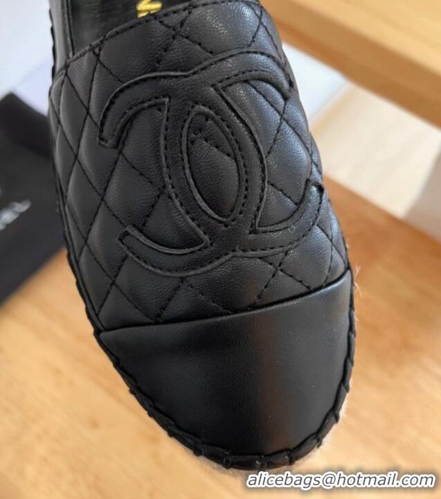 Reasonable Price Chanel Quilted Lambskin Espadrilles Black 090808