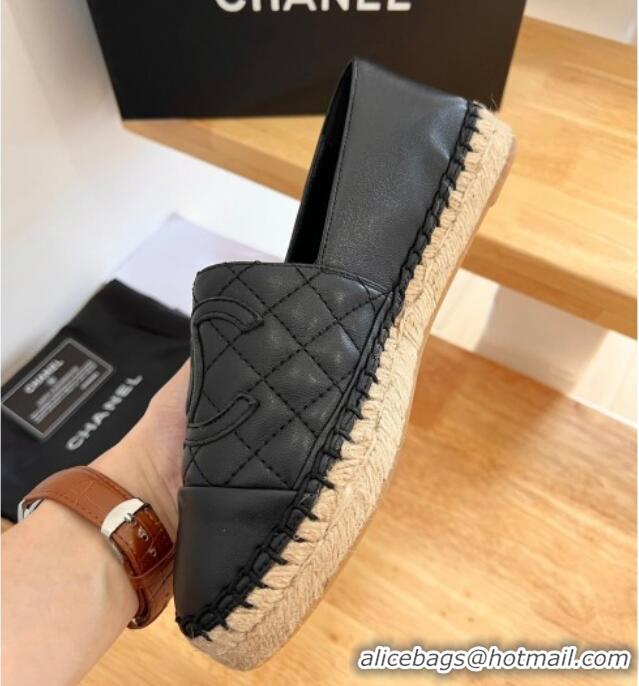 Reasonable Price Chanel Quilted Lambskin Espadrilles Black 090808