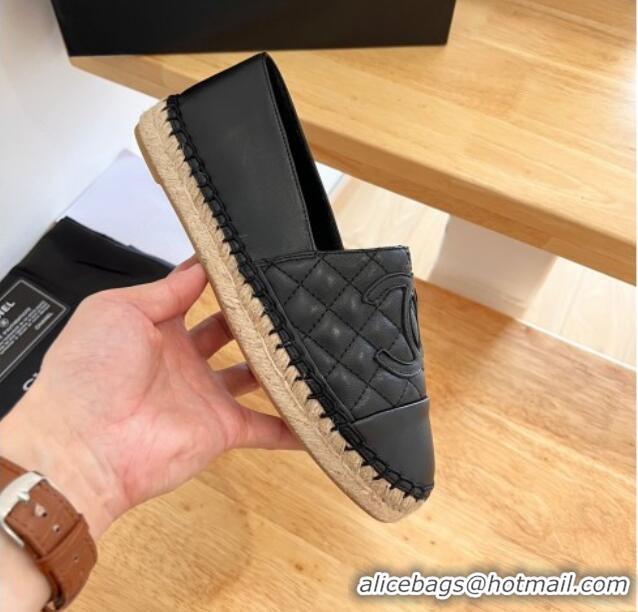 Reasonable Price Chanel Quilted Lambskin Espadrilles Black 090808