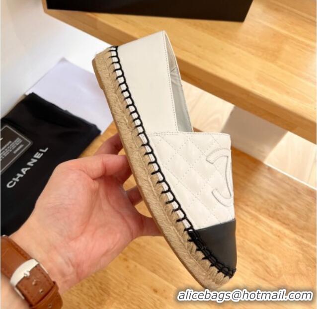 Low Cost Chanel Quilted Lambskin Espadrilles Optic White 090809