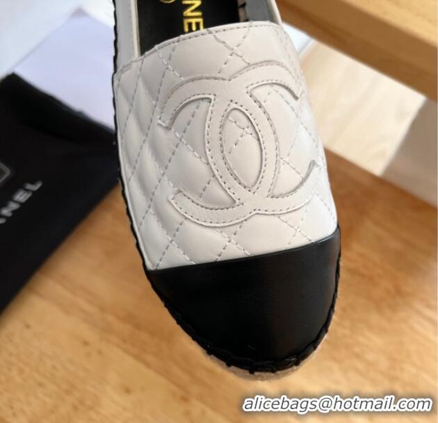 Low Cost Chanel Quilted Lambskin Espadrilles Optic White 090809