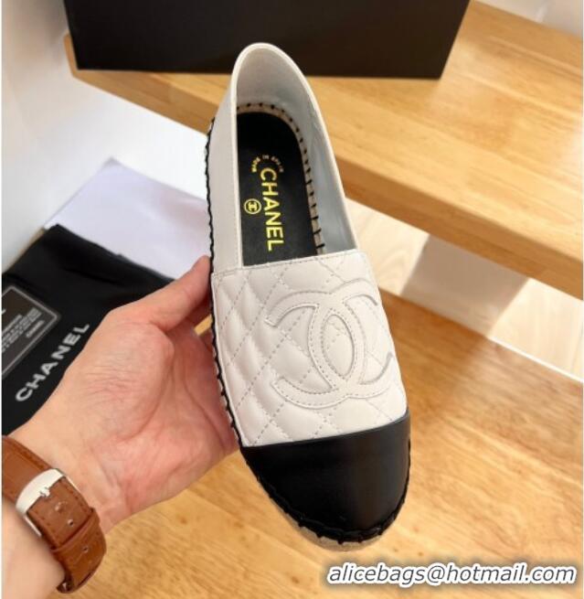 Low Cost Chanel Quilted Lambskin Espadrilles Optic White 090809