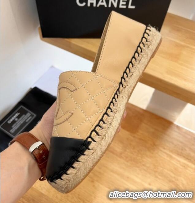 Most Popular Chanel Quilted Lambskin Espadrilles Beige 090810