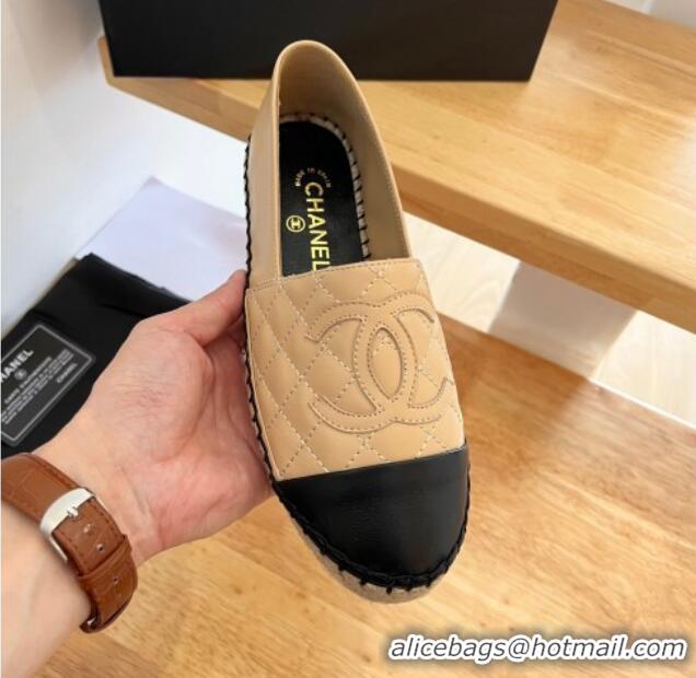 Most Popular Chanel Quilted Lambskin Espadrilles Beige 090810