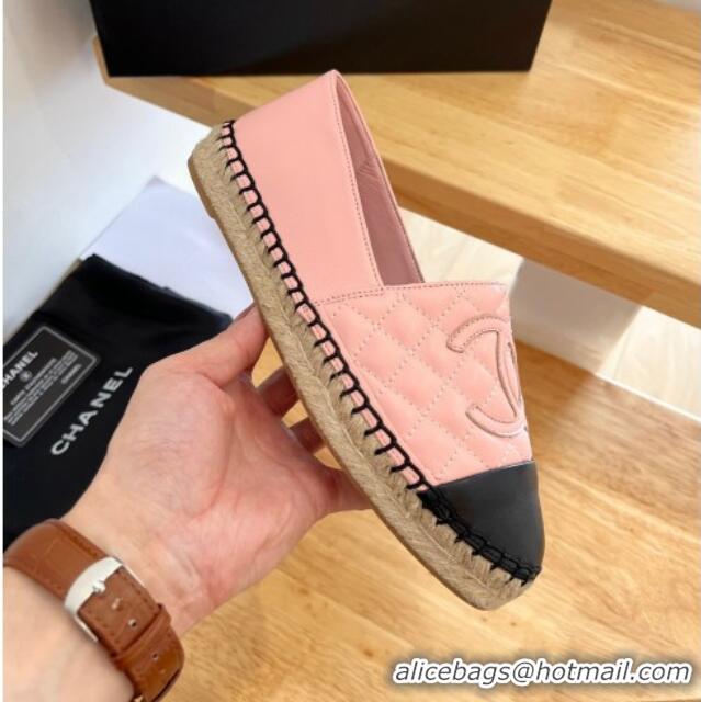 Best Luxury Chanel Quilted Lambskin Espadrilles Pink 090811