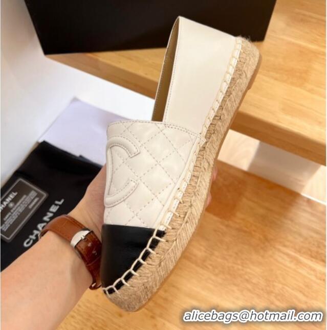 Duplicate Chanel Quilted Lambskin Espadrilles Cream White 090812