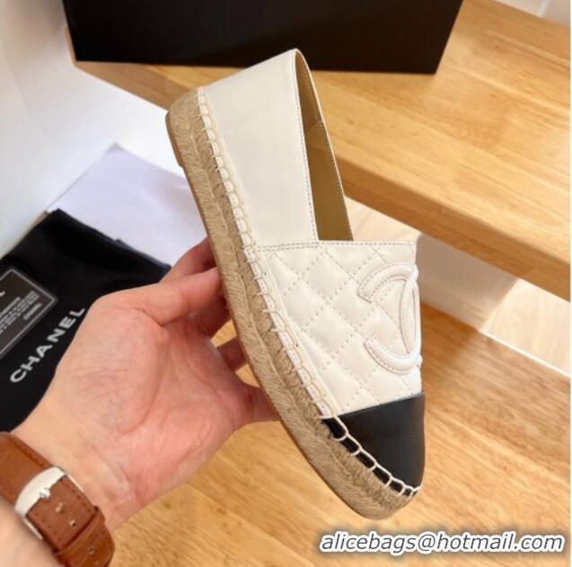 Duplicate Chanel Quilted Lambskin Espadrilles Cream White 090812