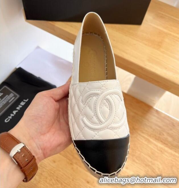 Duplicate Chanel Quilted Lambskin Espadrilles Cream White 090812