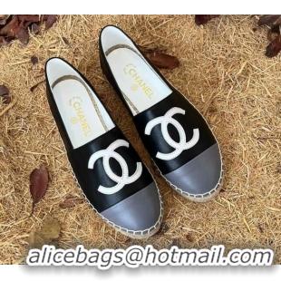 Duplicate Chanel Lambskin Espadrilles Black 090813