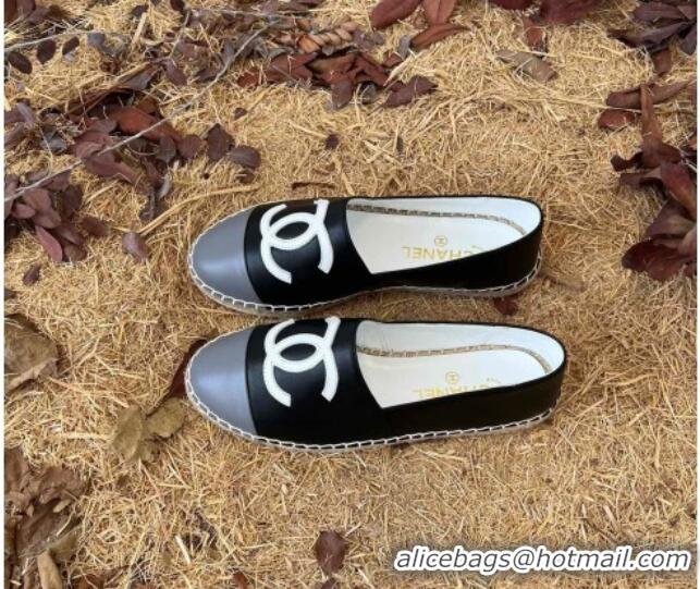 Duplicate Chanel Lambskin Espadrilles Black 090813