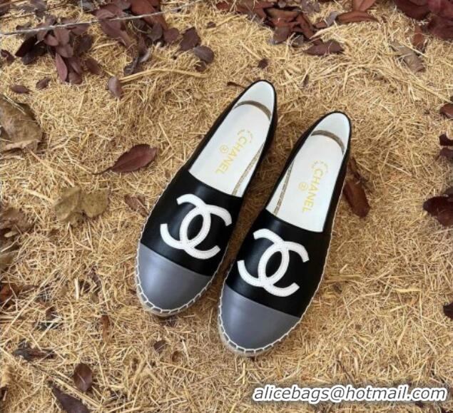 Duplicate Chanel Lambskin Espadrilles Black 090813