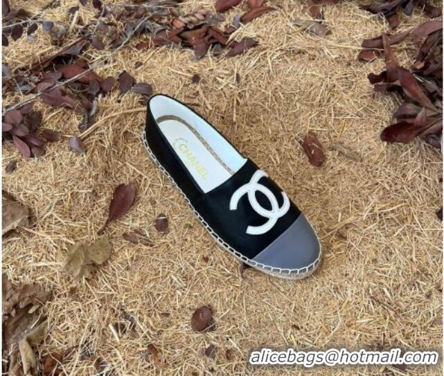 Duplicate Chanel Lambskin Espadrilles Black 090813