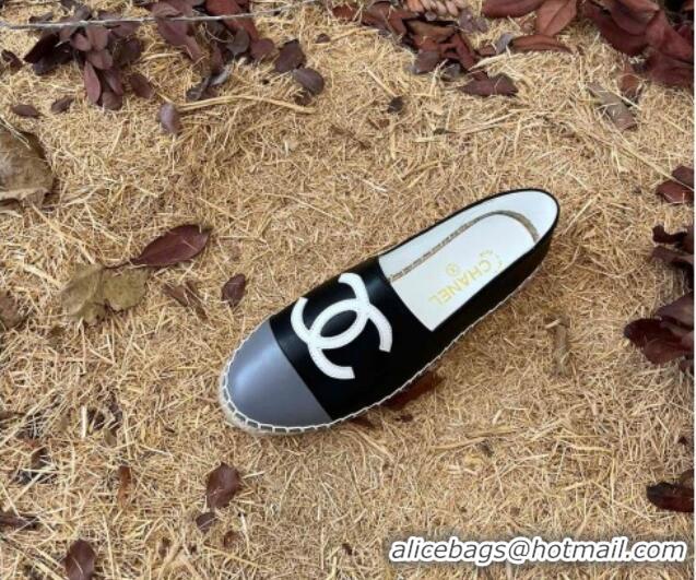 Duplicate Chanel Lambskin Espadrilles Black 090813