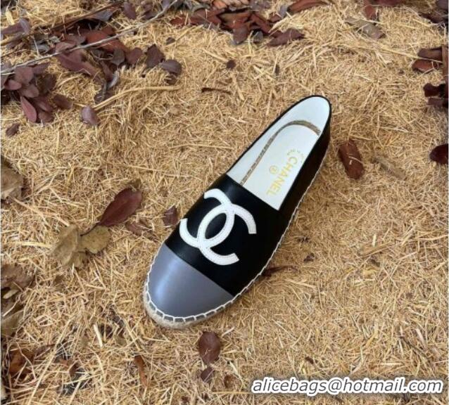 Duplicate Chanel Lambskin Espadrilles Black 090813