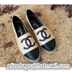 Low Cost Chanel Lambskin Espadrilles Apricot 090814