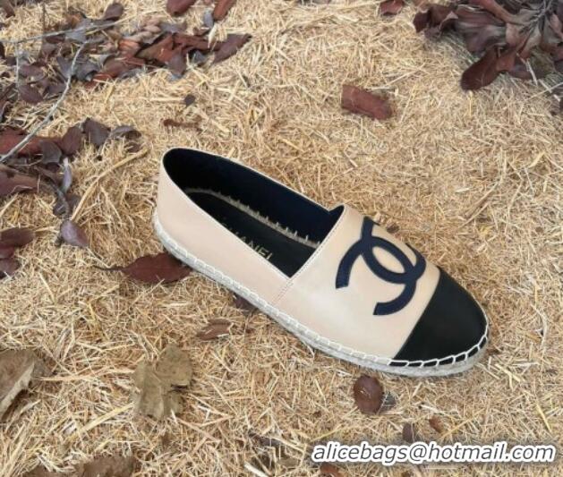 Low Cost Chanel Lambskin Espadrilles Apricot 090814