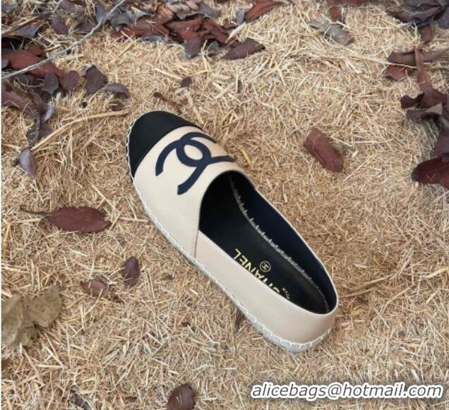 Low Cost Chanel Lambskin Espadrilles Apricot 090814