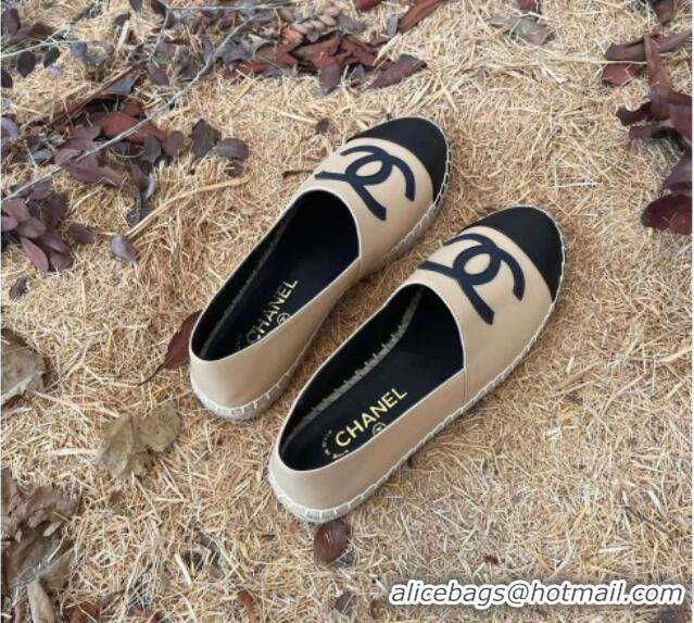 Low Cost Chanel Lambskin Espadrilles Apricot 090814