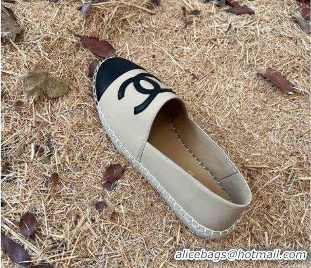 Duplicate Chanel Lambskin Espadrilles Beige 090816