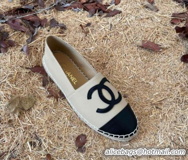 Duplicate Chanel Lambskin Espadrilles Beige 090816