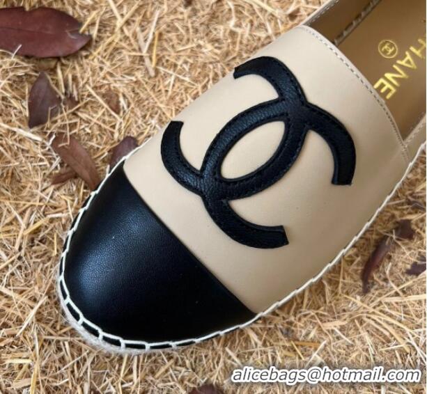 Duplicate Chanel Lambskin Espadrilles Beige 090816