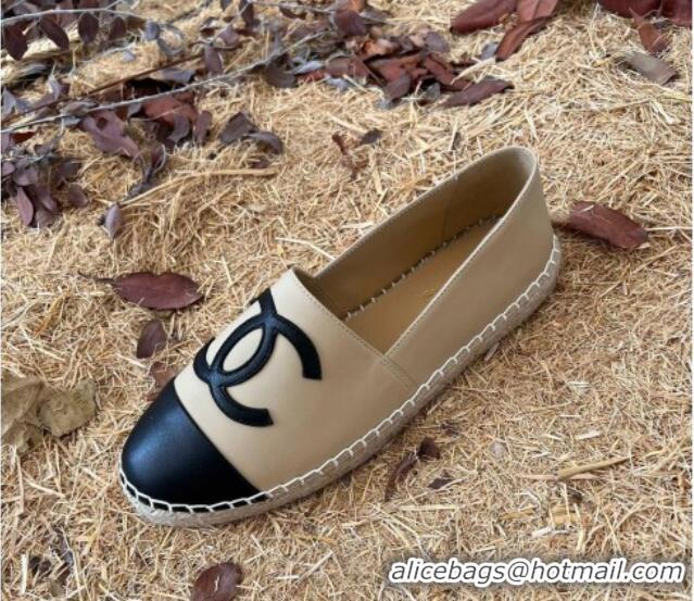 Duplicate Chanel Lambskin Espadrilles Beige 090816