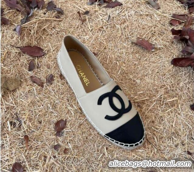 Duplicate Chanel Lambskin Espadrilles Beige 090816