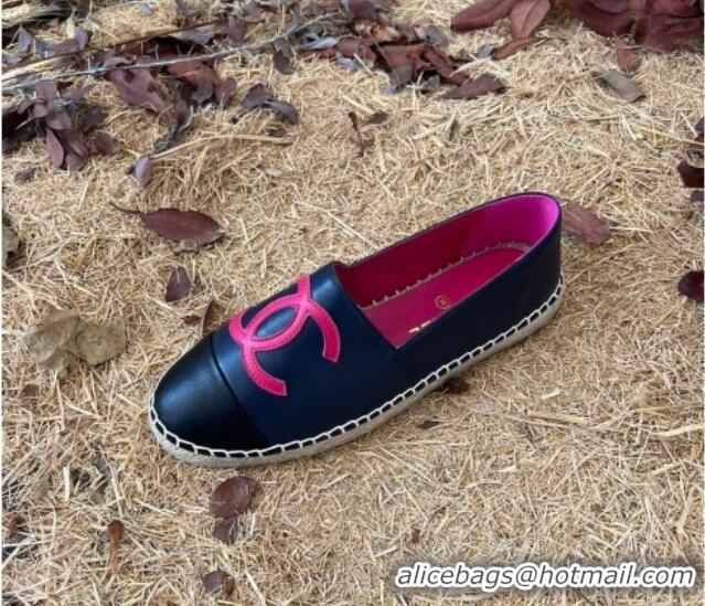 Design Chanel Lambskin Espadrilles Navy Blue 090817