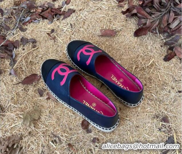 Design Chanel Lambskin Espadrilles Navy Blue 090817