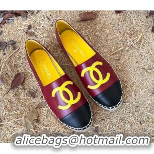 Hot Style Chanel Lambskin Espadrilles Burgundy 090819