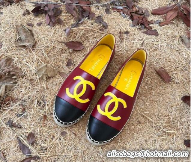 Hot Style Chanel Lambskin Espadrilles Burgundy 090819