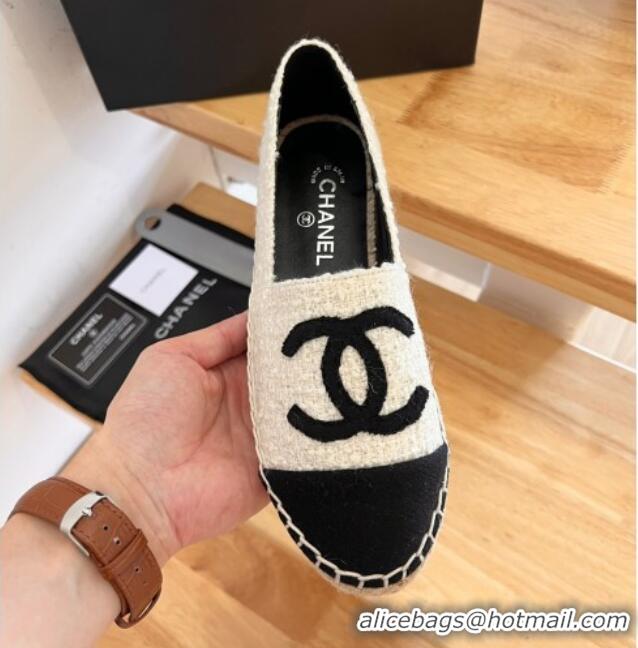 Sumptuous Chanel Shearling Espadrilles White/Black 090820