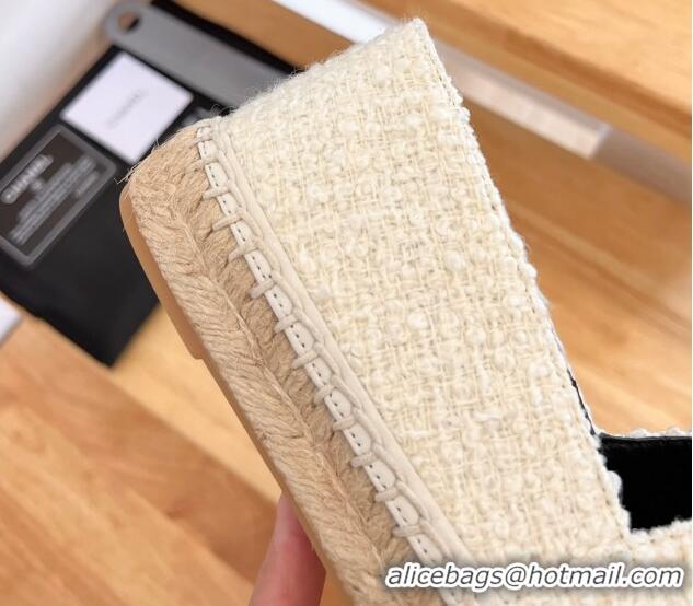 Sumptuous Chanel Shearling Espadrilles White/Black 090820