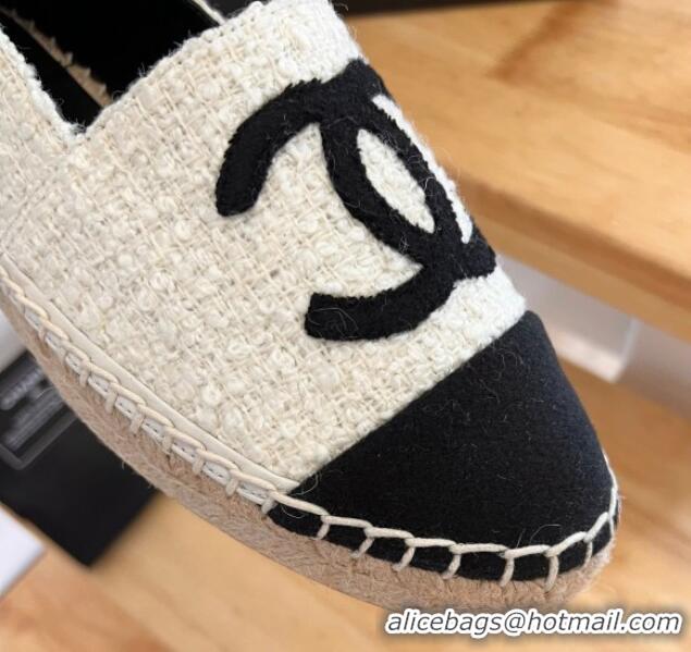 Sumptuous Chanel Shearling Espadrilles White/Black 090820