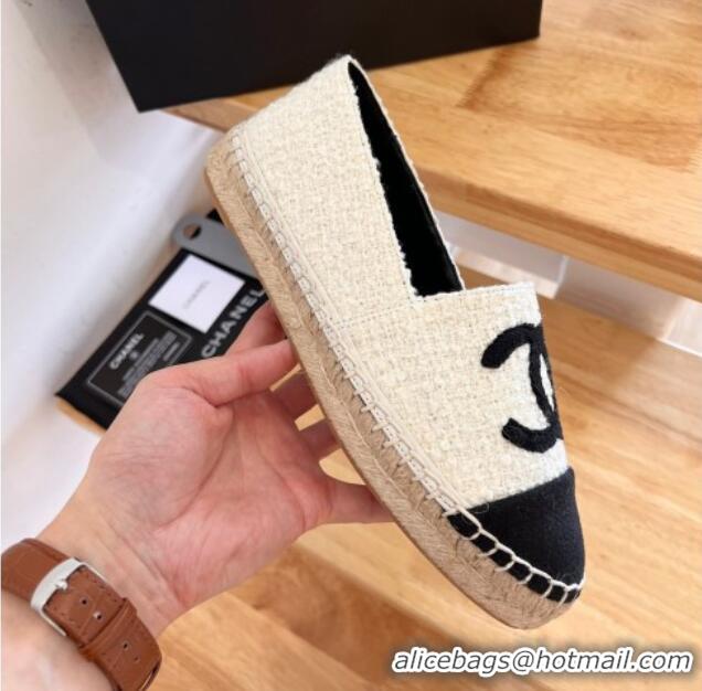 Sumptuous Chanel Shearling Espadrilles White/Black 090820