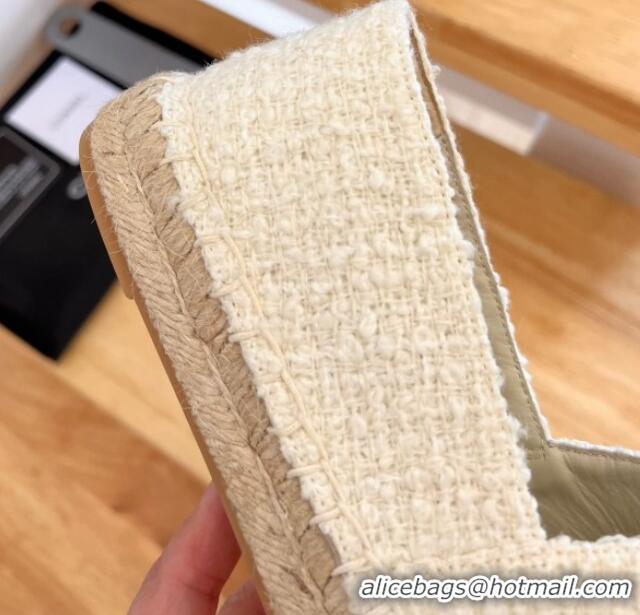 Good Quality Chanel Shearling Espadrilles White/Gold 090822