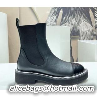 Good Quality Chanel Leather Ankle Chelsea Boots Black 090825