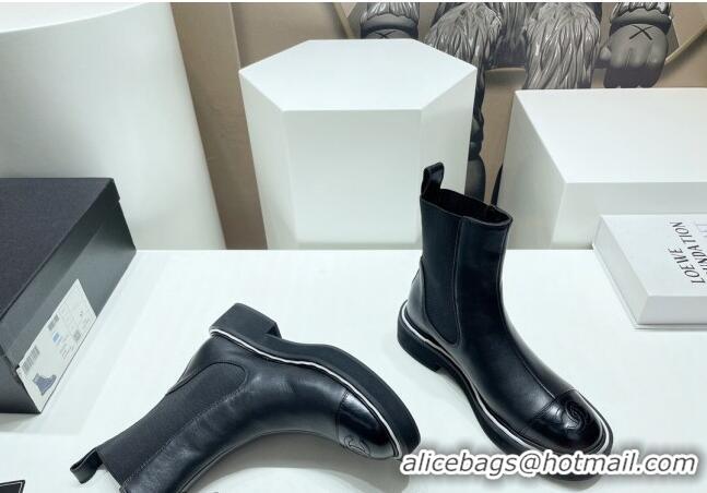 Good Quality Chanel Leather Ankle Chelsea Boots Black 090825