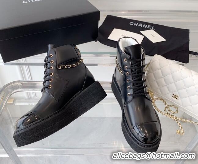 Discount Fashion Chanel Calfskin Platform Lace-ups G39332 Black